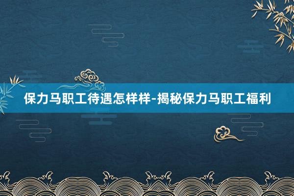保力马职工待遇怎样样-揭秘保力马职工福利